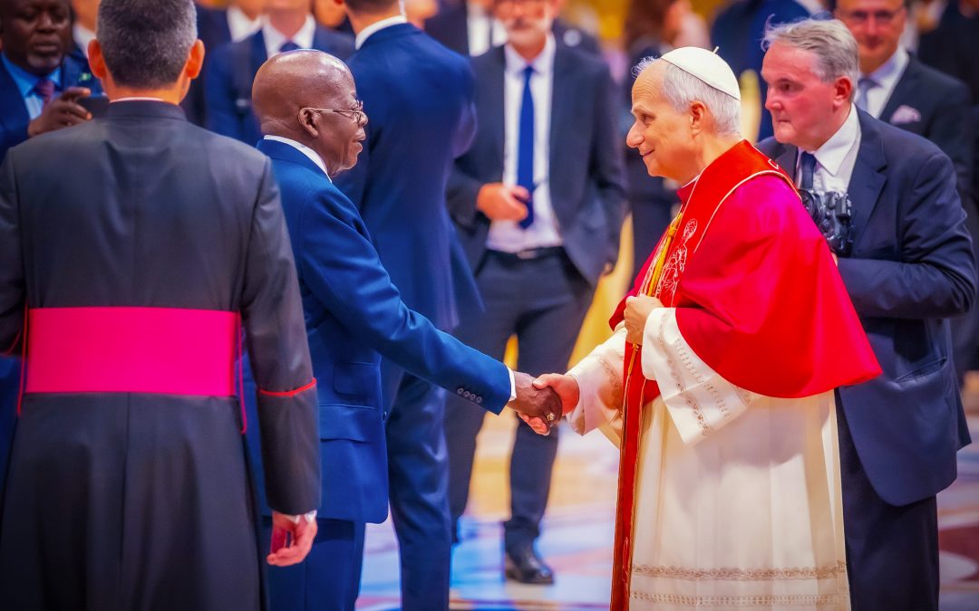 President Tinubu Meets Newly Installed Pope Leo XIV at Vatican Inauguration Mass