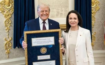 Venezuelan Opposition Leader Machado Presents Nobel Peace Prize Medal to Trump