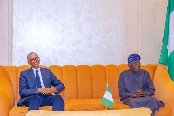 Tinubu Holds Private Talks with Rwandan President Kagame in Paris